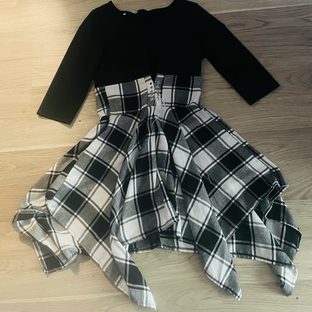 plaid half sleeve dress
